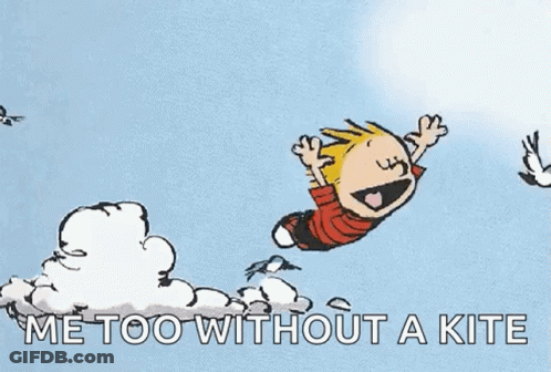 Calvin And Hobbes Flying Without Kite GIF