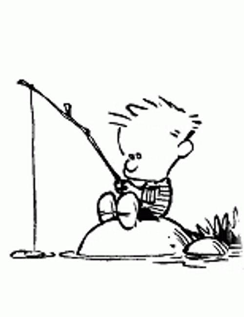 Calvin And Hobbes Funny Fishing Bite GIF