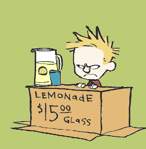 Calvin And Hobbes Grumpy Lemonade Boy GIF