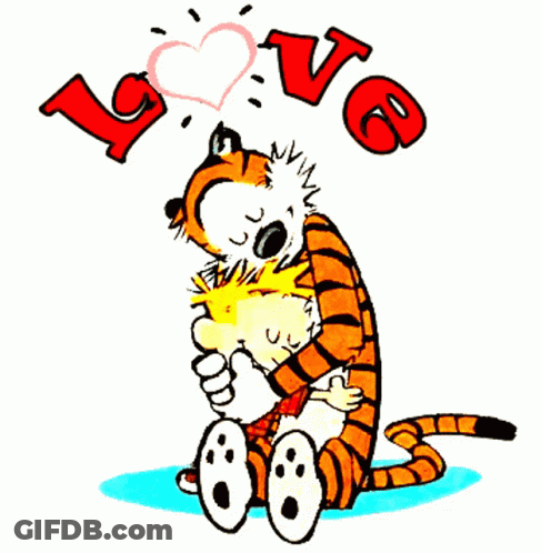 Calvin And Hobbes Hugging Love GIF