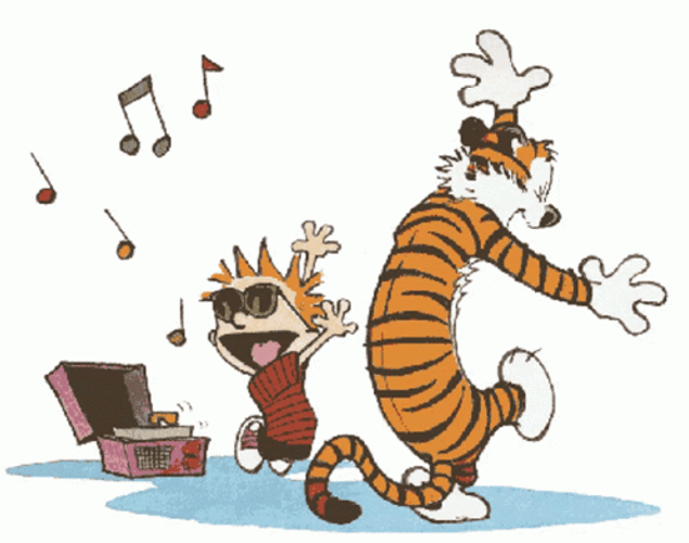 Calvin And Hobbes Music Dance Party GIF