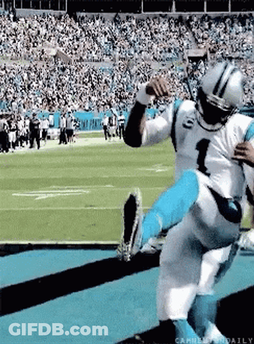 Cam Newton Galloping Walk GIF
