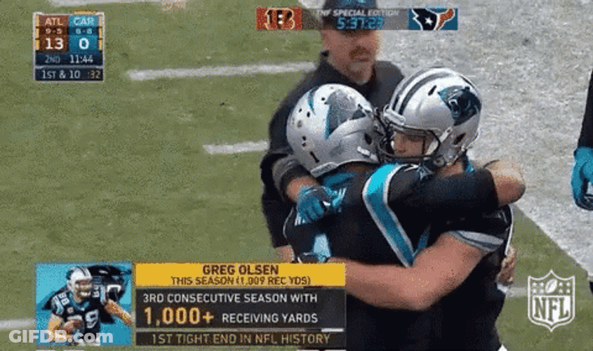 Cam Newton Hugging Teammate GIF