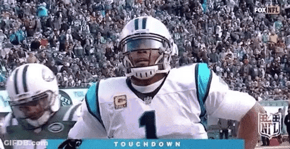 Cam Newton Touchdown Deep Breath GIF