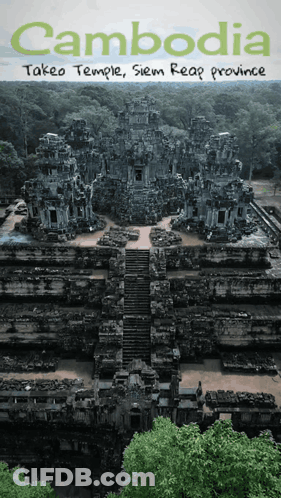 Cambodia Poster With Stone Temple GIF