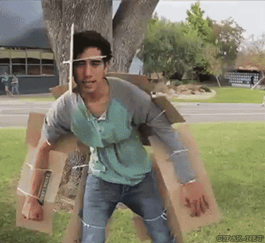 Camouflaging Man Illusion GIF