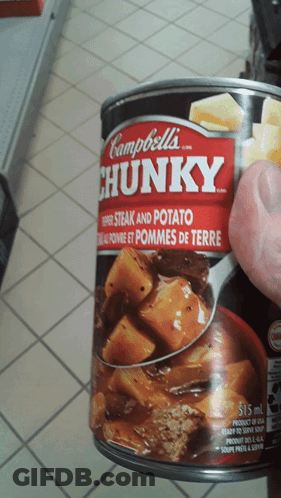 Campbells Chunky Steak And Potato Soup Can GIF