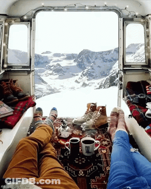 Camper Couple In WInter GIF