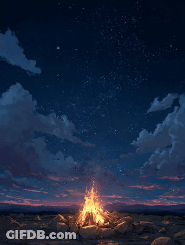 Campfire Starry Night GIF