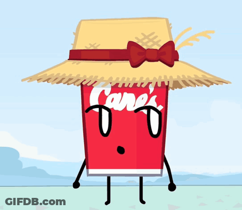Can Of Cane's Wearing Straw Hat And Bow Tie GIF