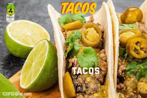 Can Of Lime Lite Next To Tacos GIF