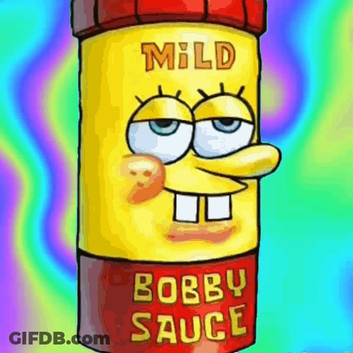 Can Of Mild Bobby Sauce With Cartoon Face GIF