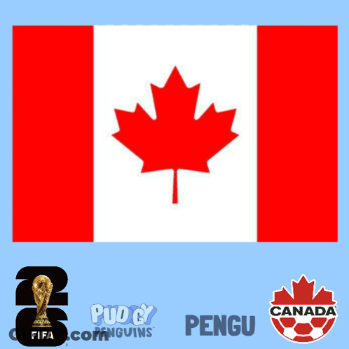 Canadian Flag Soccer Ball And Penguin GIF