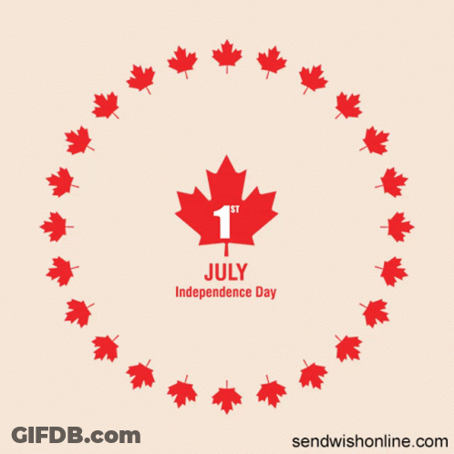 Canadian Maple Leaf With Number 1 And July Independence Day GIF