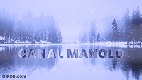 Canal Manolo Written Over Lake Snow Falling GIF