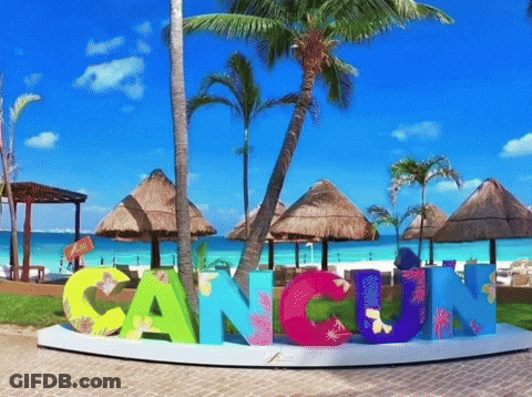 Cancun Sign On Beach With Palms GIF