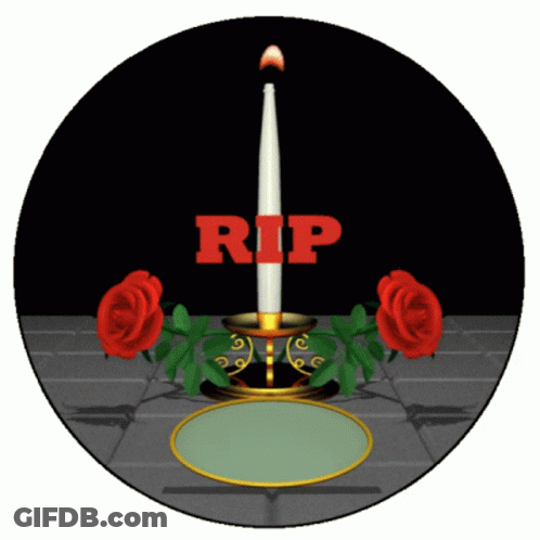 Candle In Candle Holder With Red RIP GIF