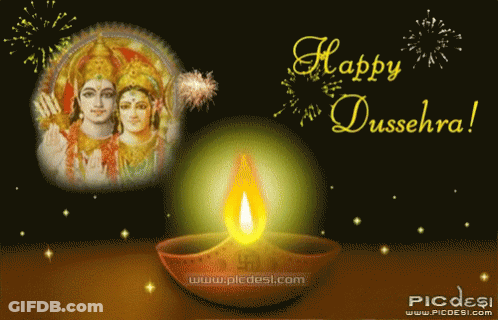 Candle With Happy Dussehra GIF