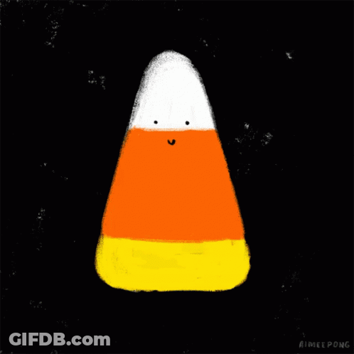 Candy Corn With Arms And Legs Holding Axe GIF