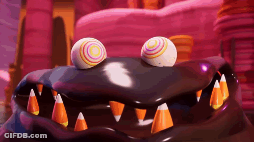Candy Monster With Candy Corn Teeth GIF