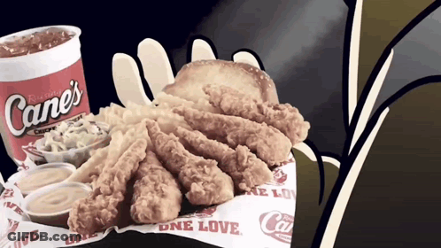 Cane's Chicken Sandwich And French Fries GIF