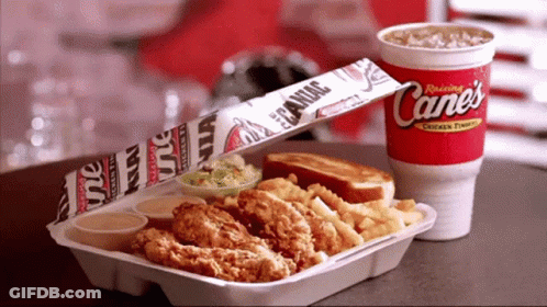 Cane's Fried Chicken Sandwich And Fries GIF