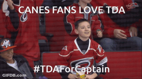 Canes Fans Love Tda #Tdaforcaptain Is Written On A Screen GIF
