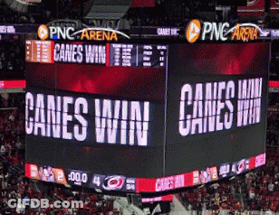 Canes Win Scoreboard At PNC Arena GIF
