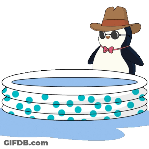 Cannonball Animated Penguin Inflatable Pool GIF