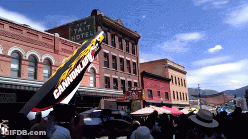 Cannonball Displayed In Front Of New Tait Hotel GIF