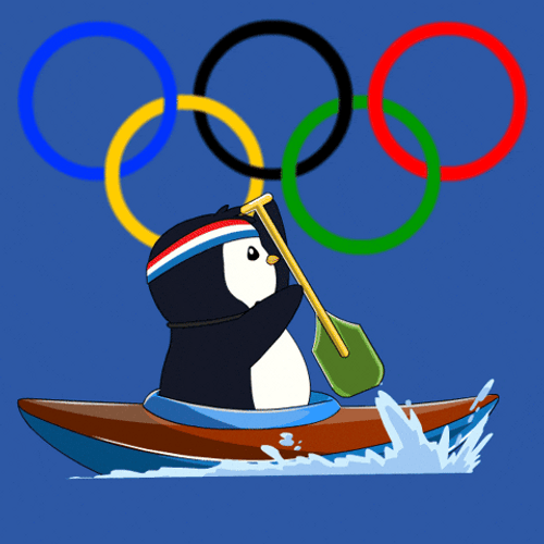 Canoe Olympic Race Penguin GIF