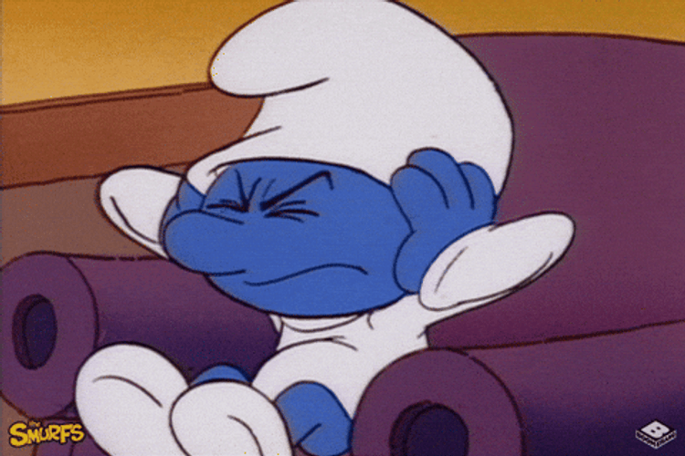 Cant Hear You Grouchy Smurf GIF