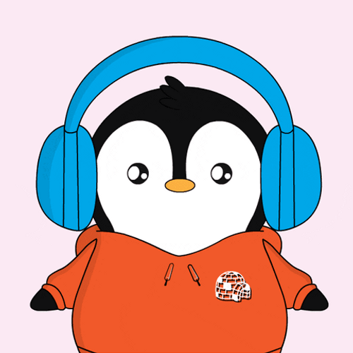 Cant Hear You Pudgy Penguin Wearing Headphones GIF
