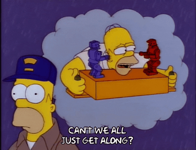 Cant We All Just Get Along Homer Simpson GIF