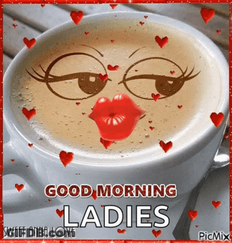 Cappuccino Cup Saying Good Morning Ladies GIF