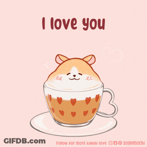 Cappuccino With Hamster Saying I Love You GIF