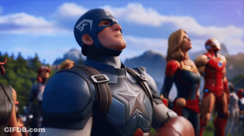 Captain America And Captain Marvel Are Standing Next To Each Other In A Video Game GIF
