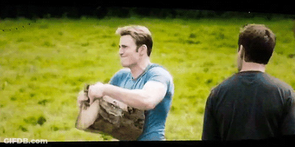 Captain America Chops Wood GIF