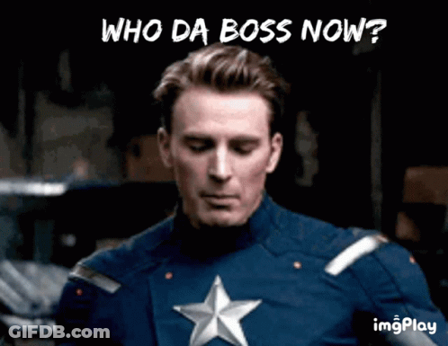 Captain America Costume Asking Who's Boss GIF