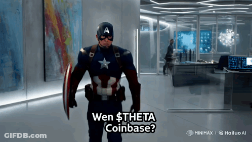 Captain America Costume Holding Shield Saying Wen Theta Coinbase GIF