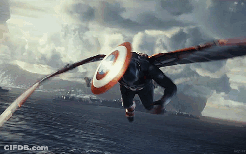 Captain America Flying With Shield GIF