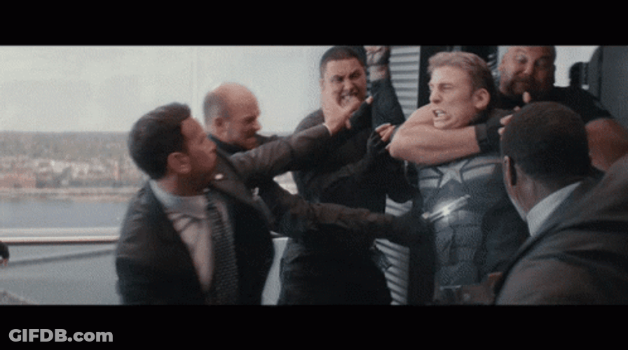 Captain America Getting Ambushed Inside Elevator GIF