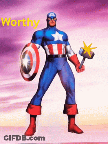 Captain America Holding Shield And Hammer GIF