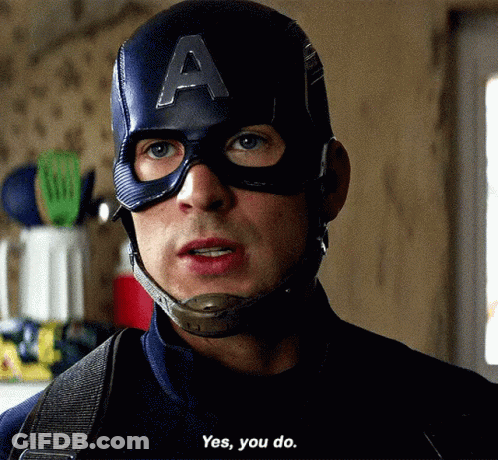 Captain America In Mask And Helmet Saying Yes You Do GIF