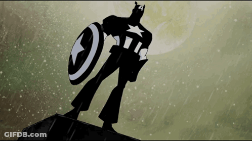 Captain America Silhouette Holding Shield In Rain GIF