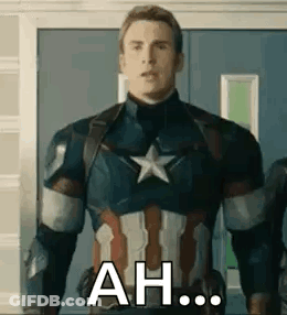 Captain America Standing In Front Of Door Saying Ah GIF