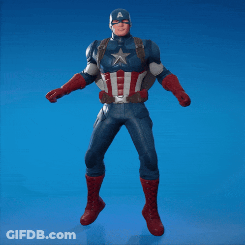 Captain America Statue Dancing With Arms Outstretched GIF