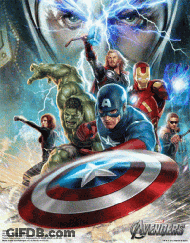 Captain America With Avengers Hulk And Black Widow GIF