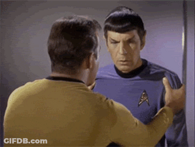 Captain Kirk Shaking Spock GIF