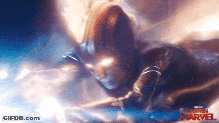 Captain Marvel Fighting In Space GIF